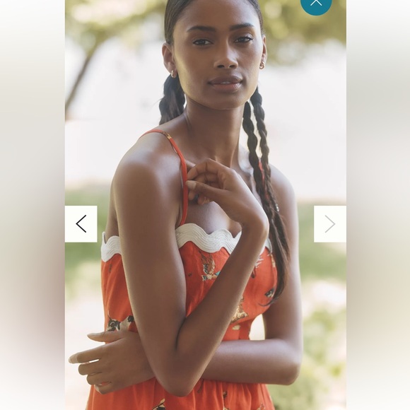 NWT retail $98 size M #Anthro CELANDINE Linen blend scalloped mini dress. - Picture 3 of 6